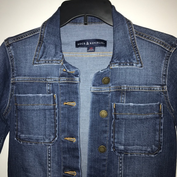 Rock & Republic Blue Distressed Jean Jacket NEW size XS - Picture 4 of 8